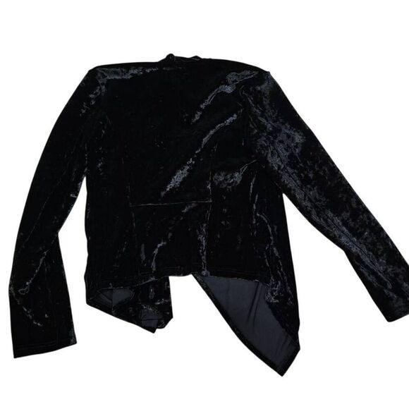 Blank NYC Black Crushed Velvet Asymmetric Zip Moto Jacket Women's Large - Picture 7 of 7